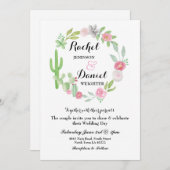 Trouwcactus Fiesta Krans Party Nodig Bloemen uit Kaart (Voorkant / Achterkant)