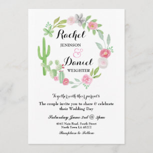 Trouwcactus Fiesta Krans Party Nodig Bloemen uit Kaart
