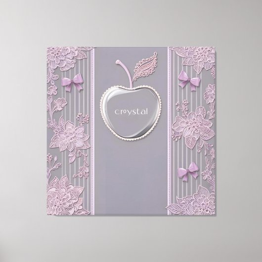 Trouwcadeau Crystal Op Paarse kant AI kunst Canvas Afdruk (Voorkant)