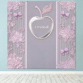 Trouwcadeau Crystal Op Paarse kant AI kunst Canvas Afdruk (Insitu (Houten vloer))