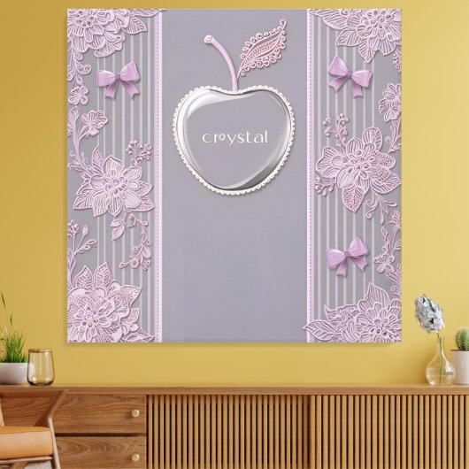 Trouwcadeau Crystal Op Paarse kant AI kunst Canvas Afdruk (Insitu (Woonkamer))