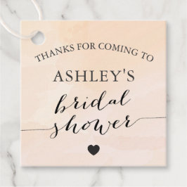 Trouwcadeau-etiket met waterverf abrikozenroze bedankjes labels