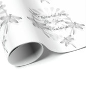 Trouwcadeau Inpakpapier Zilveren Libellen (Rol Hoek)