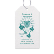 Trouwcadeau Label Blauwgroen Vlinders Hart