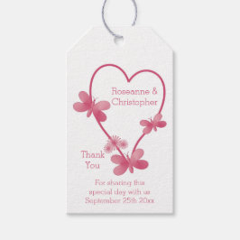 Trouwcadeau Labels Roze Hart en Vlinders Cadeaulabel