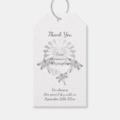 Trouwcadeau Labels Zilveren Dragonflies Hart Cadeaulabel (Voorkant)