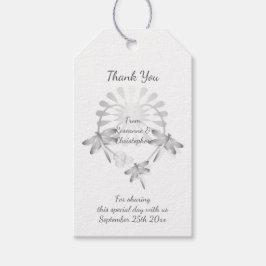 Trouwcadeau Labels Zilveren Dragonflies Hart Cadeaulabel