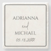 Trouwcadeau naam en datum bruidspaar  stenen onderzetter (Voorkant)
