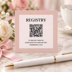 Trouwcadeau registratie QR-code Stof Roze Informatiekaartje