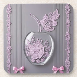 Trouwcadeau Roze & Grijs Bloemen Glas AI kunst Bier Onderzetter