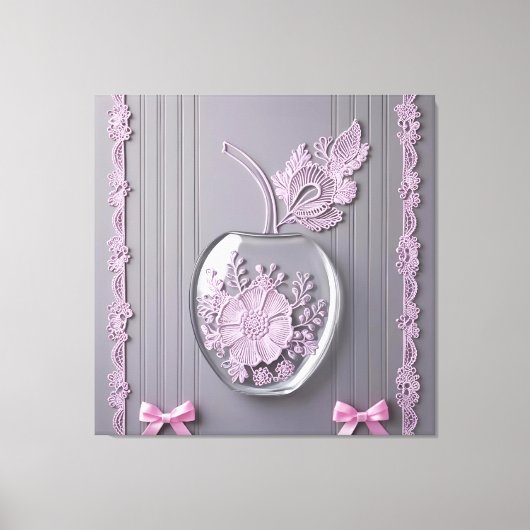 Trouwcadeau Roze & Grijs Bloemen Glas AI kunst Canvas Afdruk (Voorkant)