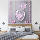 Trouwcadeau Roze & Grijs Bloemen Glas AI kunst Canvas Afdruk (Insitu (Slaapkamer))