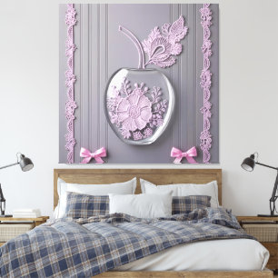 Trouwcadeau Roze & Grijs Bloemen Glas AI kunst Canvas Afdruk