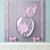 Trouwcadeau Roze & Grijs Bloemen Glas AI kunst Canvas Afdruk (Insitu (Houten vloer))