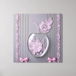 Trouwcadeau Roze & Grijs Bloemenglas AI-kunst  Canvas Afdruk