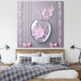 Trouwcadeau Roze & Grijs Bloemenglas AI-kunst Canvas Afdruk
