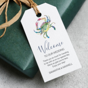 Trouwcadeau Strand Waterverf Krab Welkomst Cadeaut Cadeaulabel