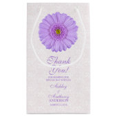 Trouwcadeau Tas Paarse Gerber Daisy Kant Klein Cadeauzakje (Achterkant)
