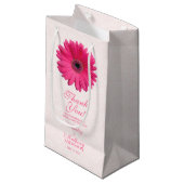Trouwcadeau Tas Roze Gerber Daisy Kant Klein Cadeauzakje (Voorkant Gekanteld)