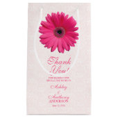 Trouwcadeau Tas Roze Gerber Daisy Kant Klein Cadeauzakje (Voorkant)