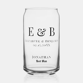 Trouwcadeau voor getuige Monogram Minimalistisch Blikvorm Glas