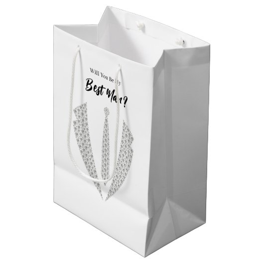 Trouwcadeau voor getuige van de bruidegom medium cadeauzakje (Voorkant Gekanteld)