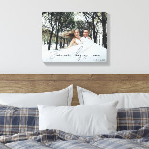 Trouwcadeau voor pasgetrouwden Foto 'Nu begint de Canvas Afdruk