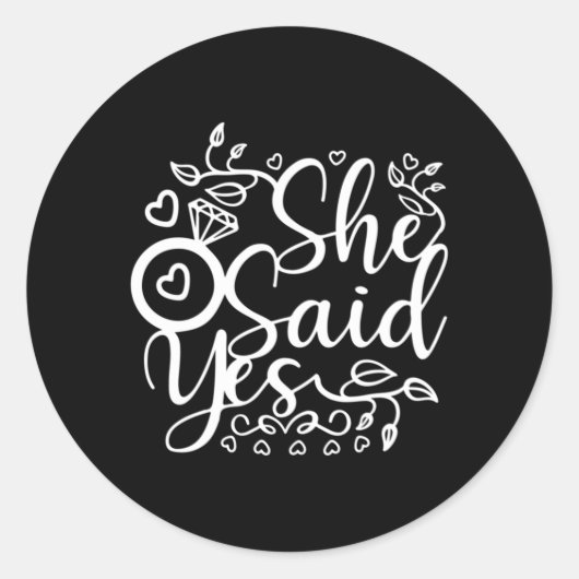 Trouwcadeau Ze Zegt Ja Ronde Sticker (Voorkant)
