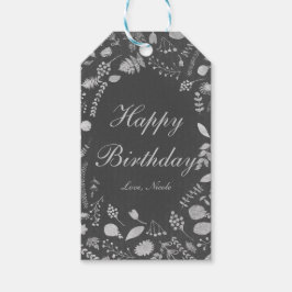 Trouwcadeaubijsluiter met houtskoolgrijs & zilvere cadeaulabel