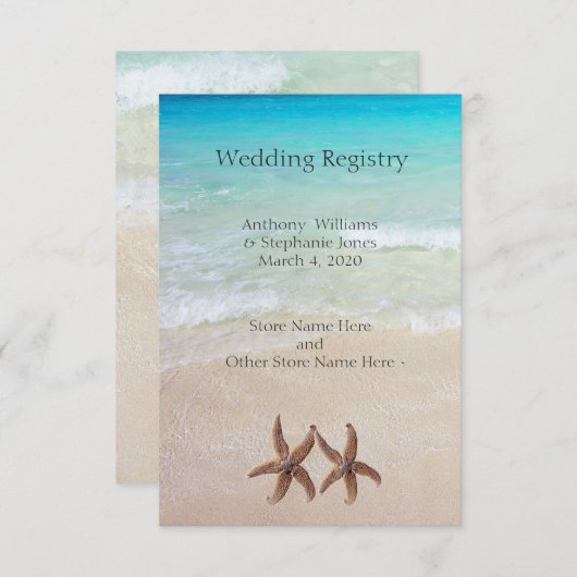 Trouwcadeauregister Bijlagekaart Zee en Zand Informatiekaartje (Voorkant / Achterkant)