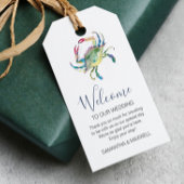 Trouwcadeaus met waterverf krab voor een strandbru cadeaulabel