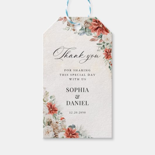 Trouwcadeautag Winter Dank Je Cadeaulabel (Voorkant)