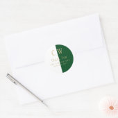 Trouwcadeautas met monogram en smaragdgroene goude ronde sticker (Envelop)