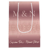 Trouwcadeautas Rose Gold met eigen naam en letters Medium Cadeauzakje (Achterkant)