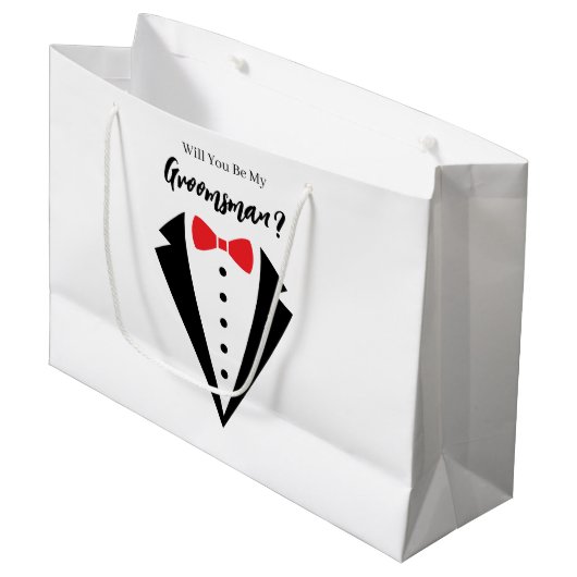 Trouwcadeautas voor bruidsjonkers groot cadeauzakje (Voorkant Gekanteld)