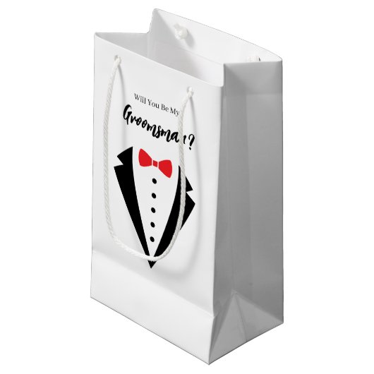 Trouwcadeautas voor bruidsjonkers klein cadeauzakje (Voorkant Gekanteld)