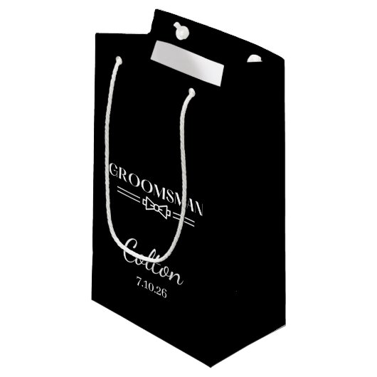Trouwcadeautas voor bruidsjonkers klein cadeauzakje (Voorkant Gekanteld)
