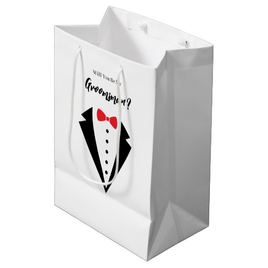 Trouwcadeautas voor bruidsjonkers medium cadeauzakje (Voorkant Gekanteld)