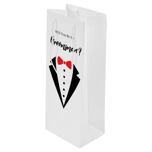 Trouwcadeautas voor bruidsjonkers wijn cadeautas (Voorkant Gekanteld)