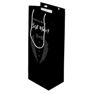 Trouwcadeautas voor de getuige van de bruidegom wijn cadeautas
