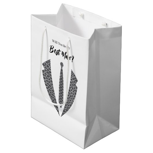 Trouwcadeautas voor getuige van de bruidegom medium cadeauzakje (Voorkant Gekanteld)