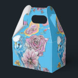 Trouwcake Favor Doos Blauw met Budgie Rozen Bedankdoosjes<br><div class="desc">Trouwcake Favor Dozen,  Volledig Aanpasbaar. Ontwerp gebaseerd op een van mijn aquarel schilderijen.</div>
