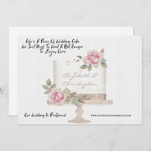 Trouwcake Grappig Wijziging Van Plannen Uitgesteld Aankondiging (Voorkant / Achterkant)