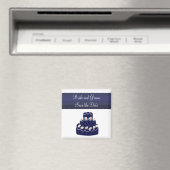 Trouwcake met marineblauwe Save the Date Magneet (Insitu (Vaatwasser))