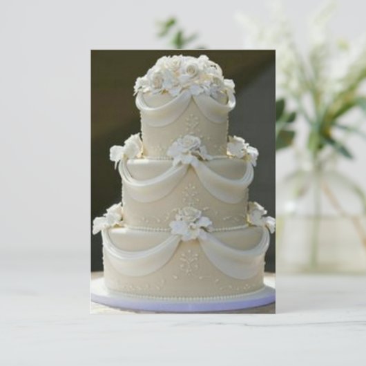 Trouwcake save the date kaart (Staand voorkant)