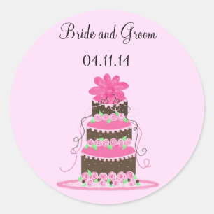 Trouwcake Save the Date ontwerp Ronde Sticker