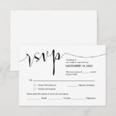 Trouwcalligrafie, Eenvoudig Zwart Schrift, RSVP Informatiekaartje (Voorkant / Achterkant)