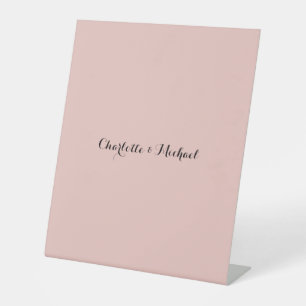 Trouwcalligrafie Elegante Roze Goud Eenvoudige Naa Reclamebord Met Voetstuk