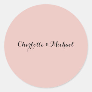 Trouwcalligrafie Elegante Roze Goud Eenvoudige Naa Ronde Sticker