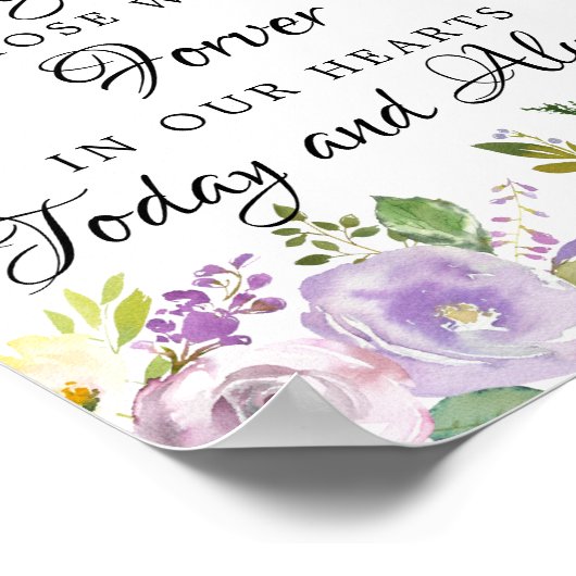 Trouwceremonie bord ter nagedachtenis aan dierbare poster (Hoek)